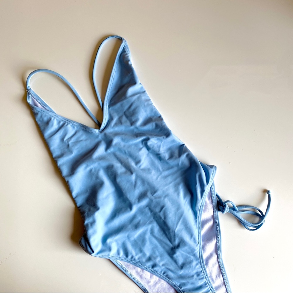 Missguided one piece pale blue bikini